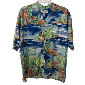 Kona Kai Trading Co Hawaiian Shirt Mens Sz XL Aloha Blue Floral resort tropical